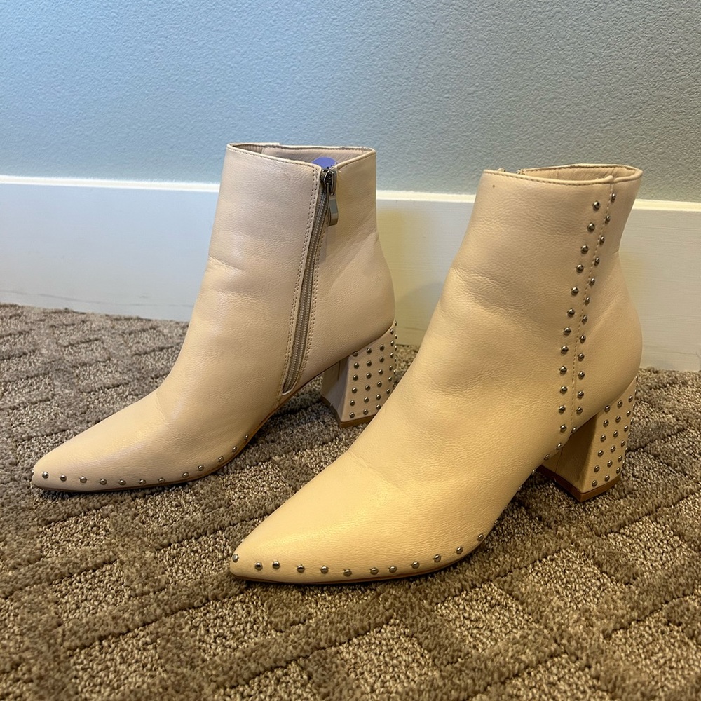 White Studded Booties by Olivia + Kate